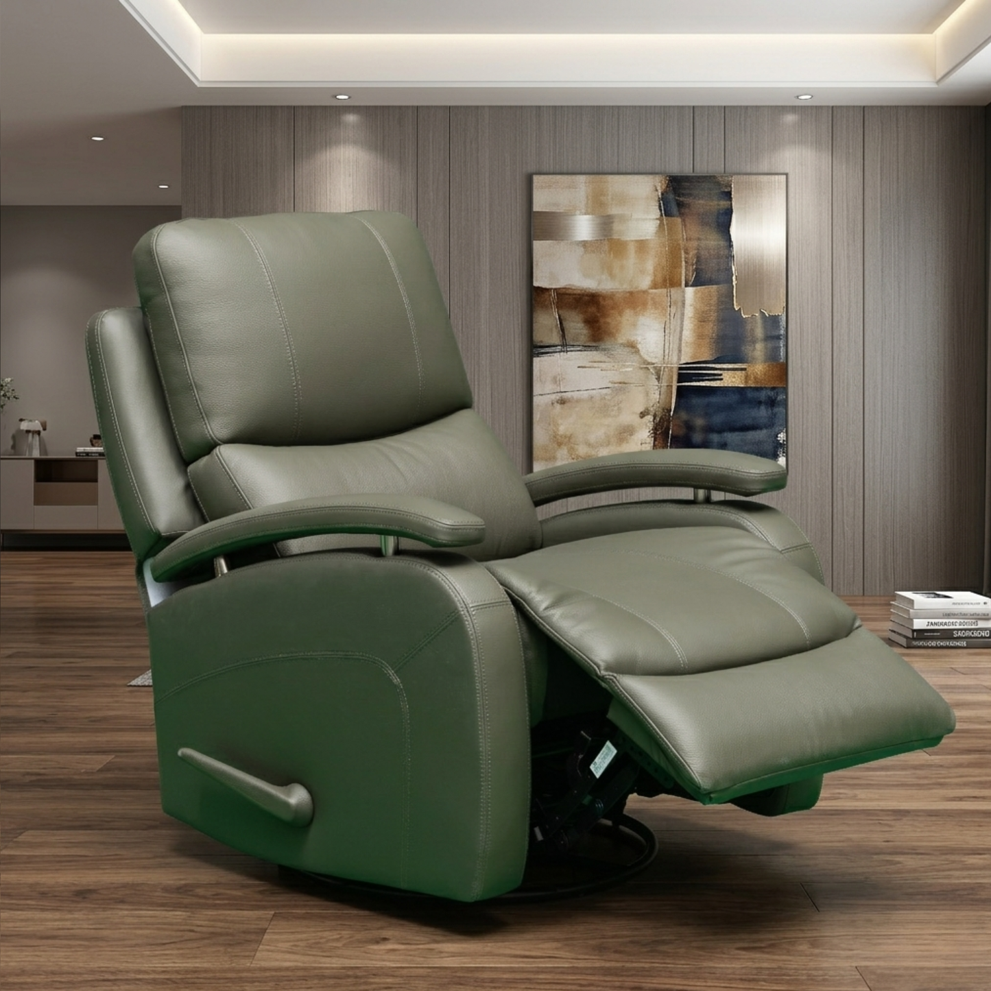 Klaussner Rosen Leather Swivel Glider Manual Recliner Chair