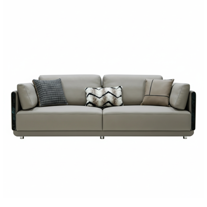Klaussner Soriano Leather Gray 3-Seater Sofa
