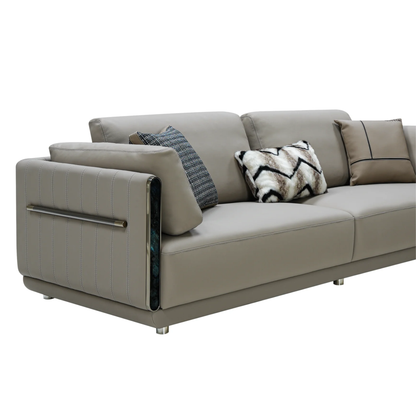 Klaussner Soriano Leather Gray 3-Seater Sofa