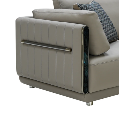 Klaussner Soriano Leather Gray 3-Seater Sofa