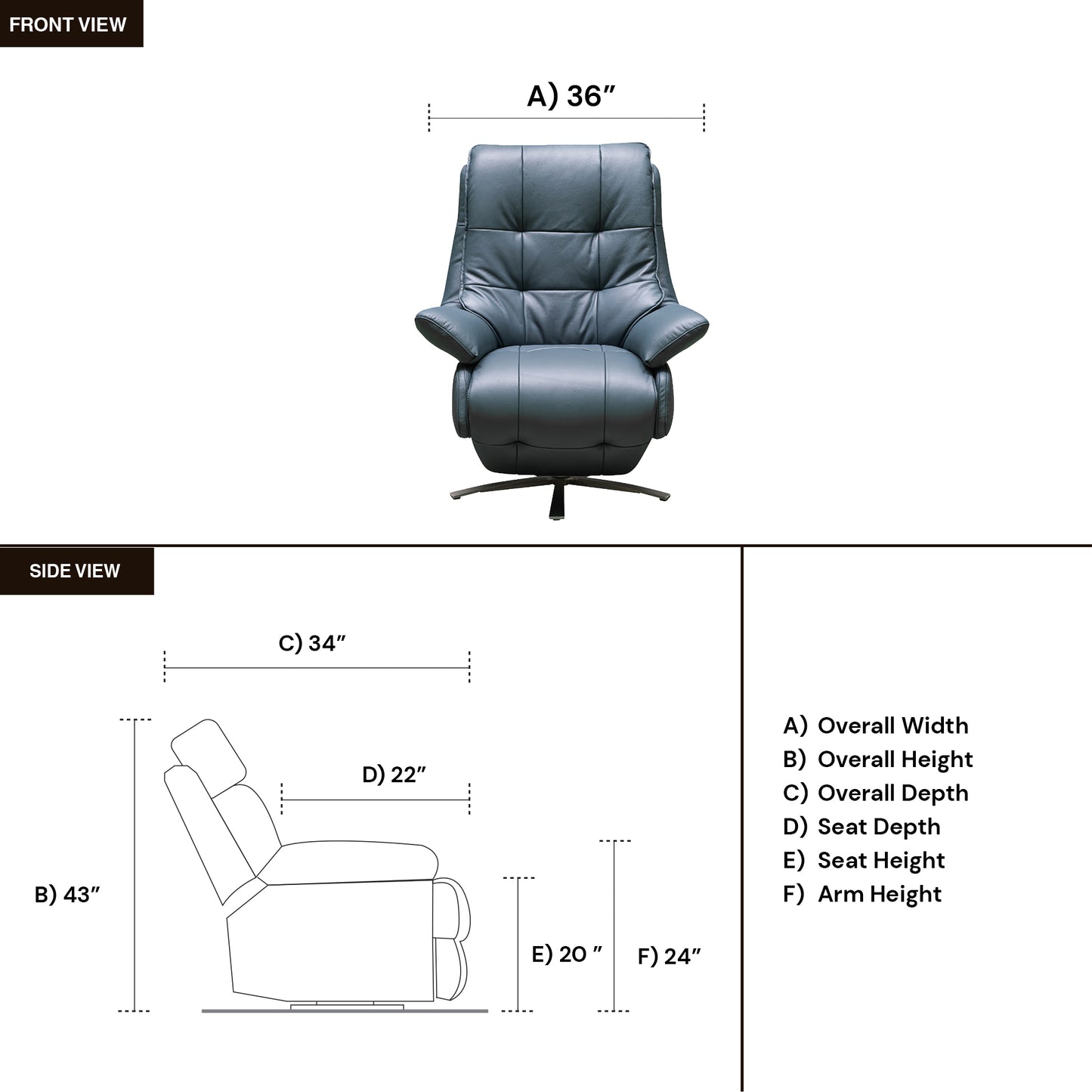 Klaussner Serano Swivel Power Recliner Lift Chair in Blue