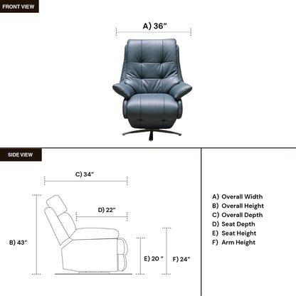 Klaussner Serano Swivel Power Recliner Lift Chair in Blue