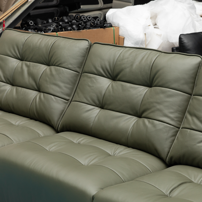 Klaussner Savana Leather Sectional Sofa with Power Sliding Seats