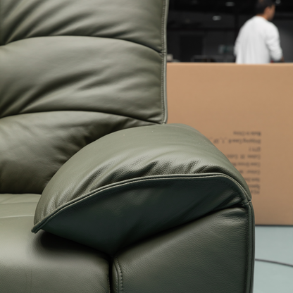 Klaussner Savana Leather Sectional Sofa with Power Sliding Seats