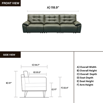 Klaussner Savana Leather Sectional Sofa with Power Sliding Seats