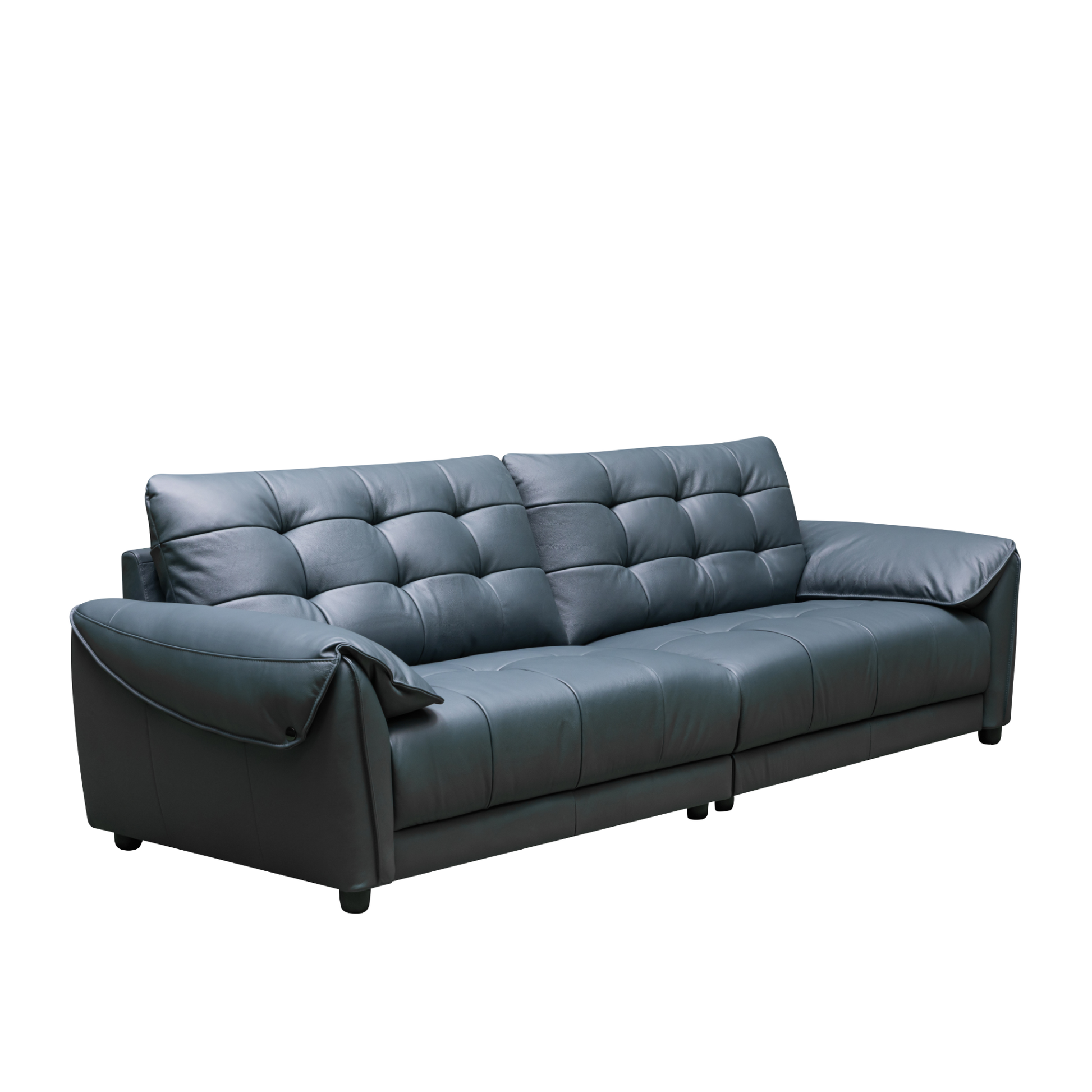 Klaussner Sofiano Blue Leather Sofa With Plush Back Support-ComfortDesign