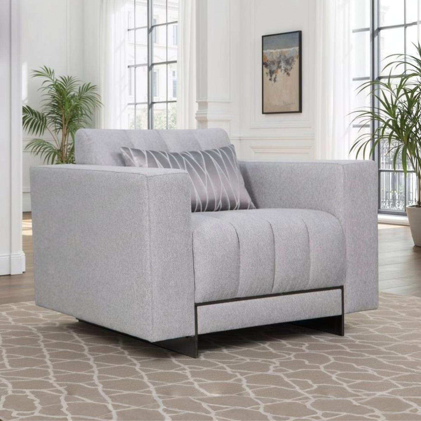 Klaussner Talento Tufted Fabric Chair with Track Arms