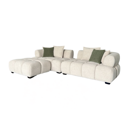 Klaussner Valenza Fabric Square Arms Sectional Sofa with Chaise-Comfort Design 