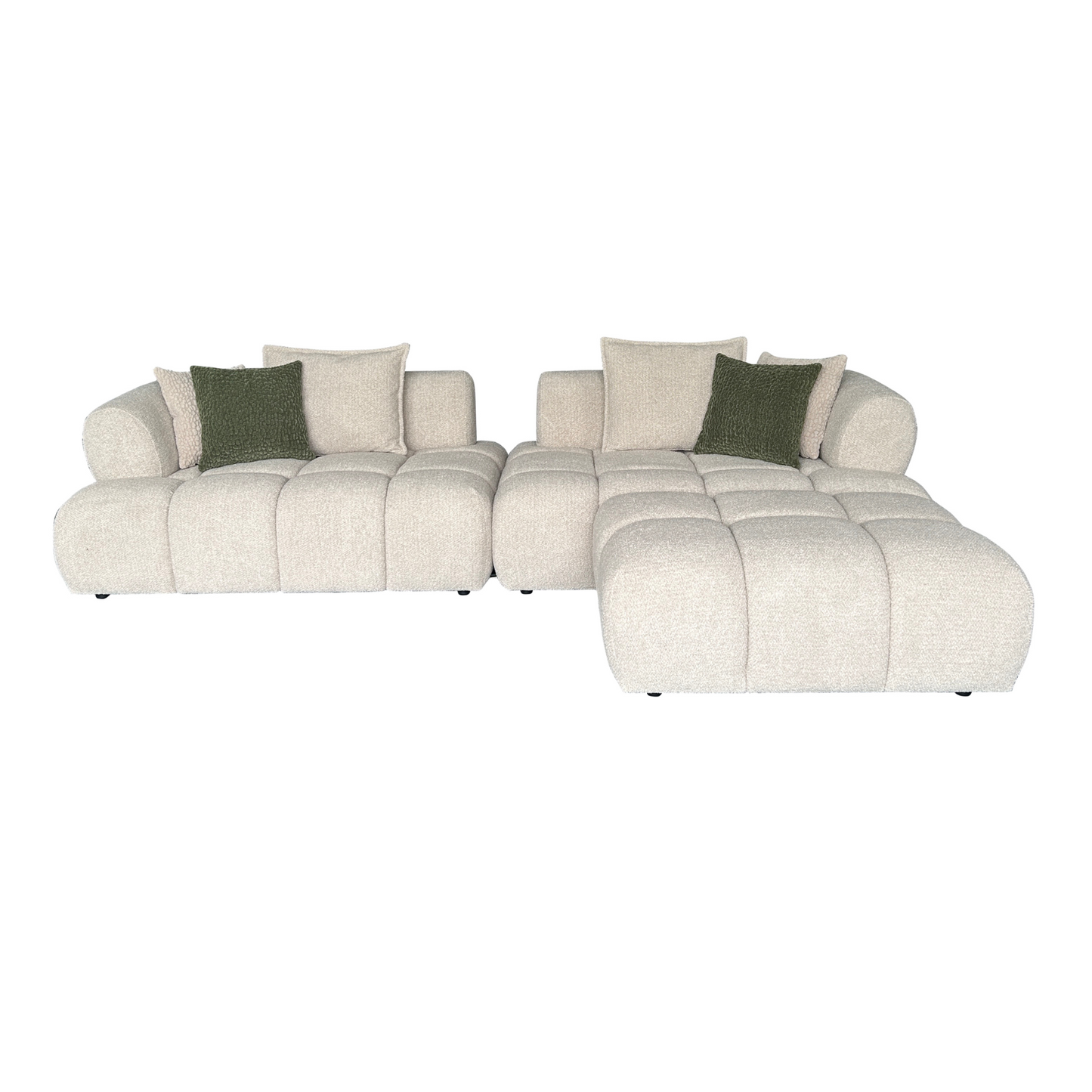 Klaussner Valenza Fabric Square Arms Sectional Sofa with Chaise-Comfort Design 