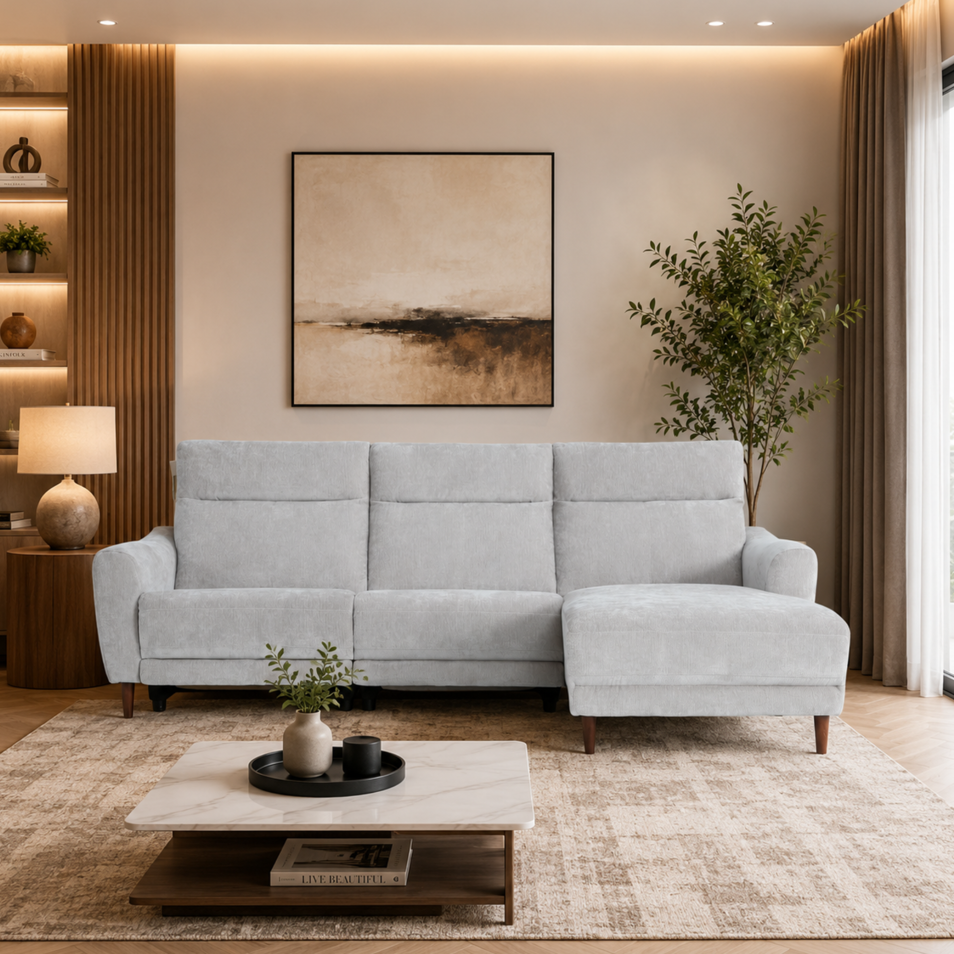 Klaussner Varenna Fabric Power Recliner Sectional Sofa with Chaise-Comfort Design Furniture
