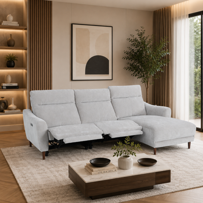 Klaussner Varenna Fabric Power Recliner Sectional Sofa with Chaise-Comfort Design Furniture