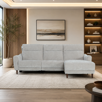 Klaussner Varenna Fabric Power Recliner Sectional Sofa with Chaise-Comfort Design Furniture