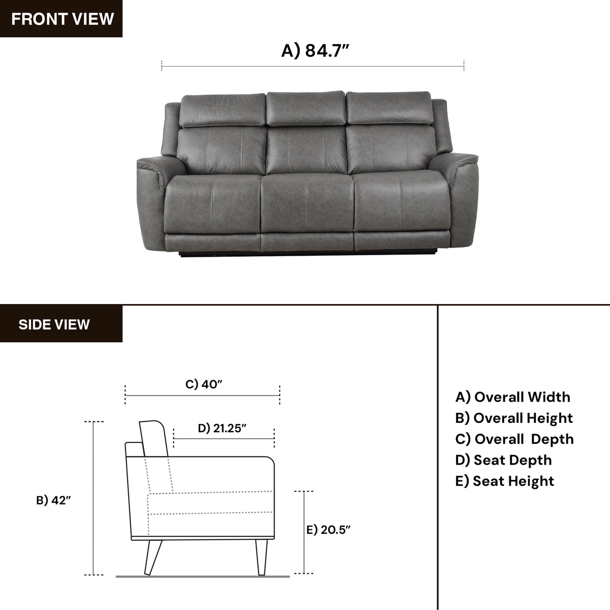 Klaussner Velisse Fabric Power Reclining Sofa with Adjustable Headrest