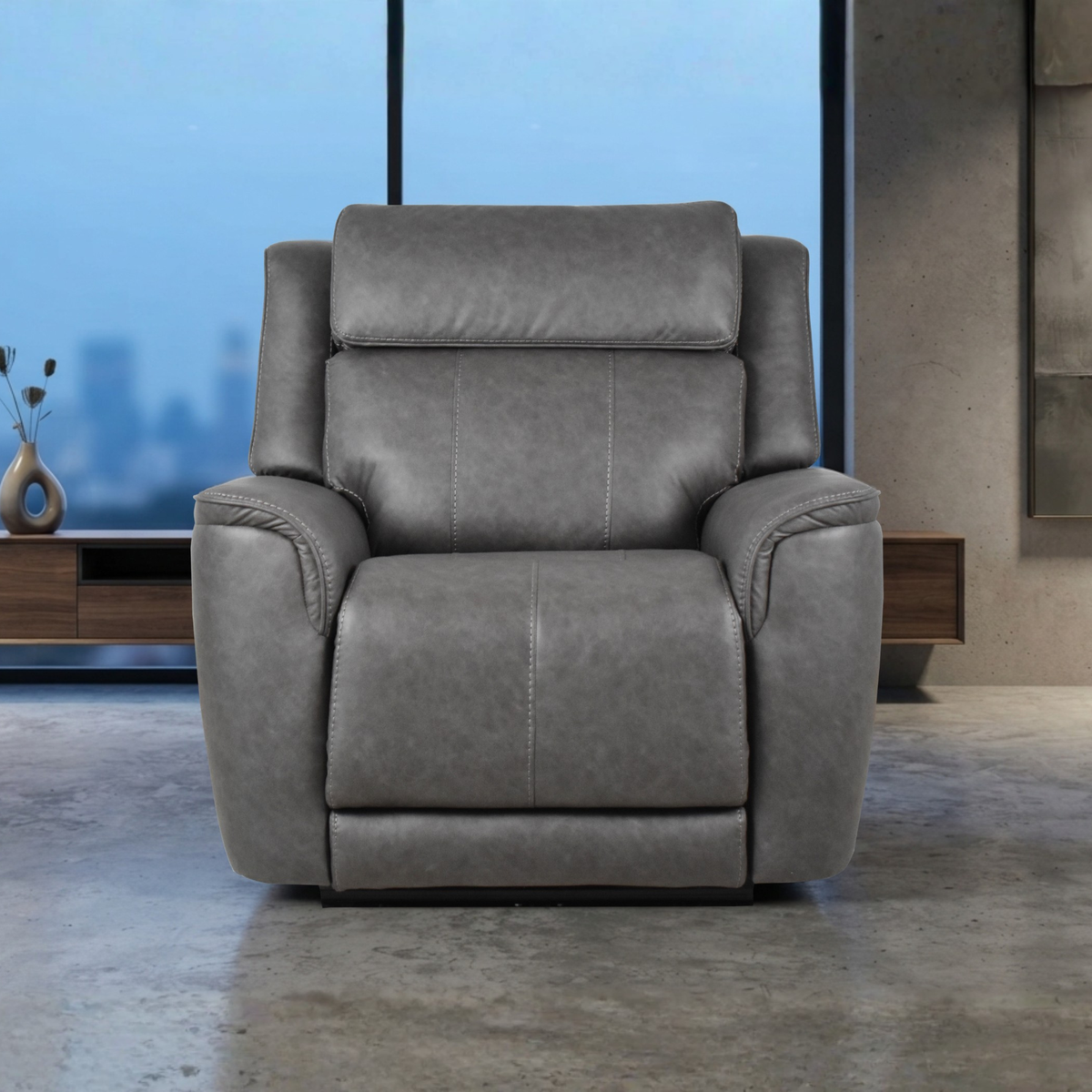 Klaussner Velisse Fabric Power Recliner Chair With Adjustable Headrest