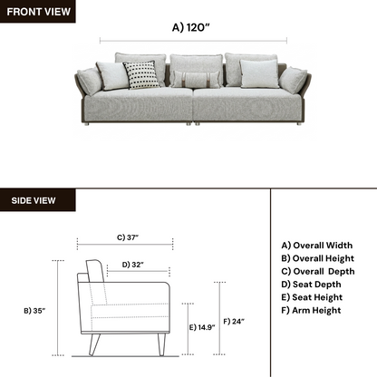 Klaussner Velluto Fabric Beige 4-Seater Sofa
