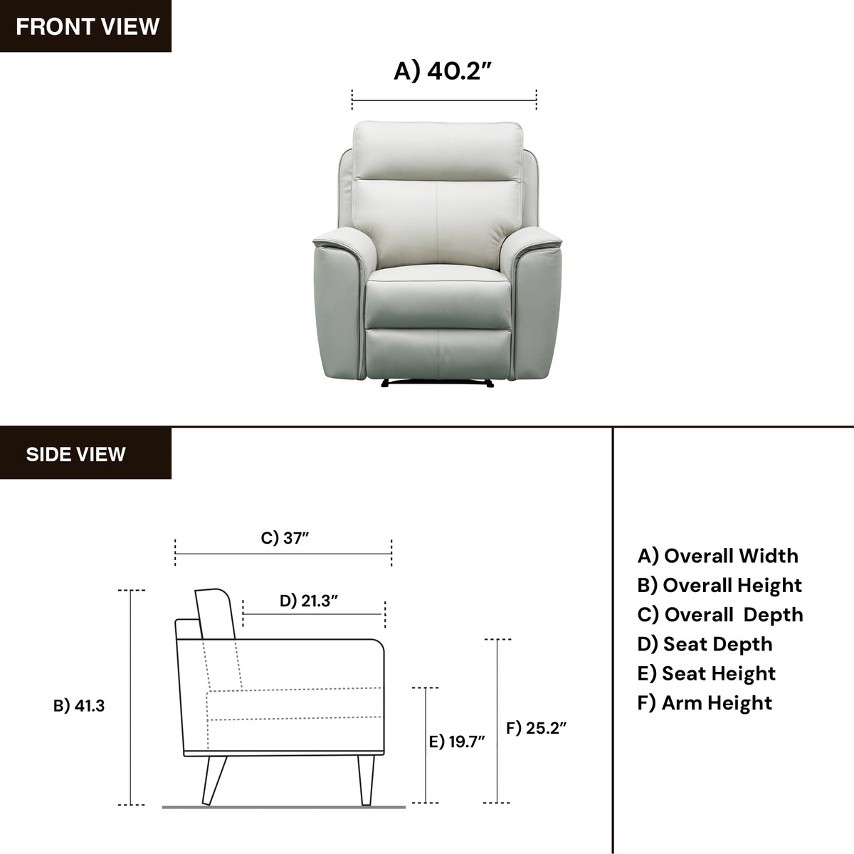 Klaussner Verenzo Top Grain Leather Manual Recliner Chair