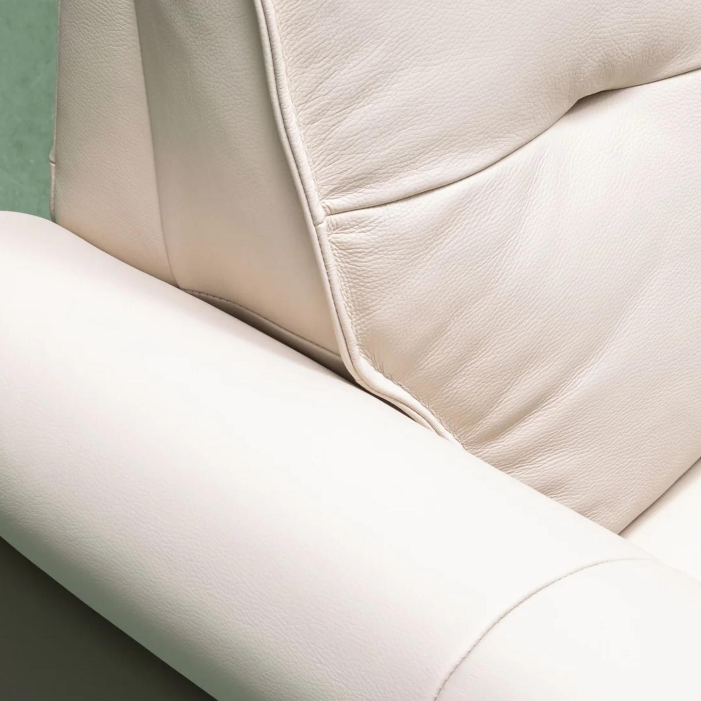 Klaussner Viana Leather Ivory Accent Chair with Feather-Filled Back Cushion