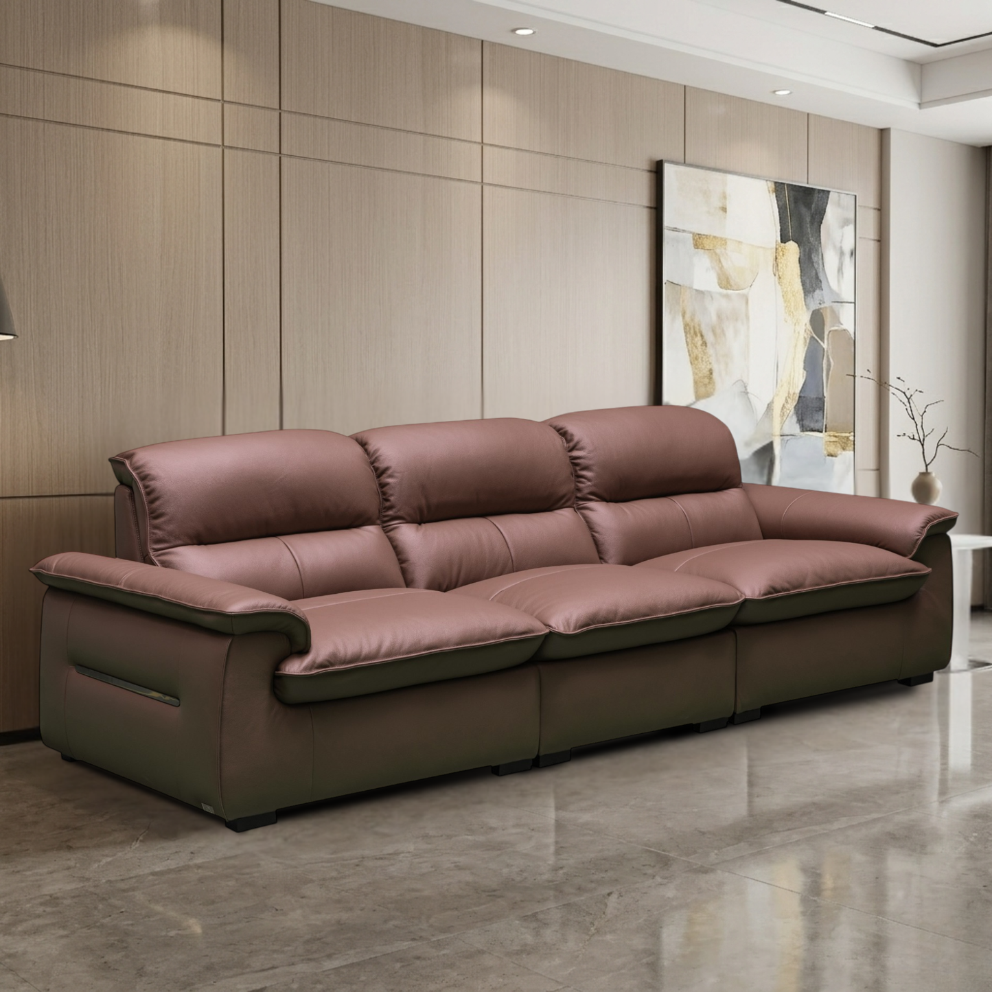 Klaussner Vionetta Leather Sofa In Dark Brown