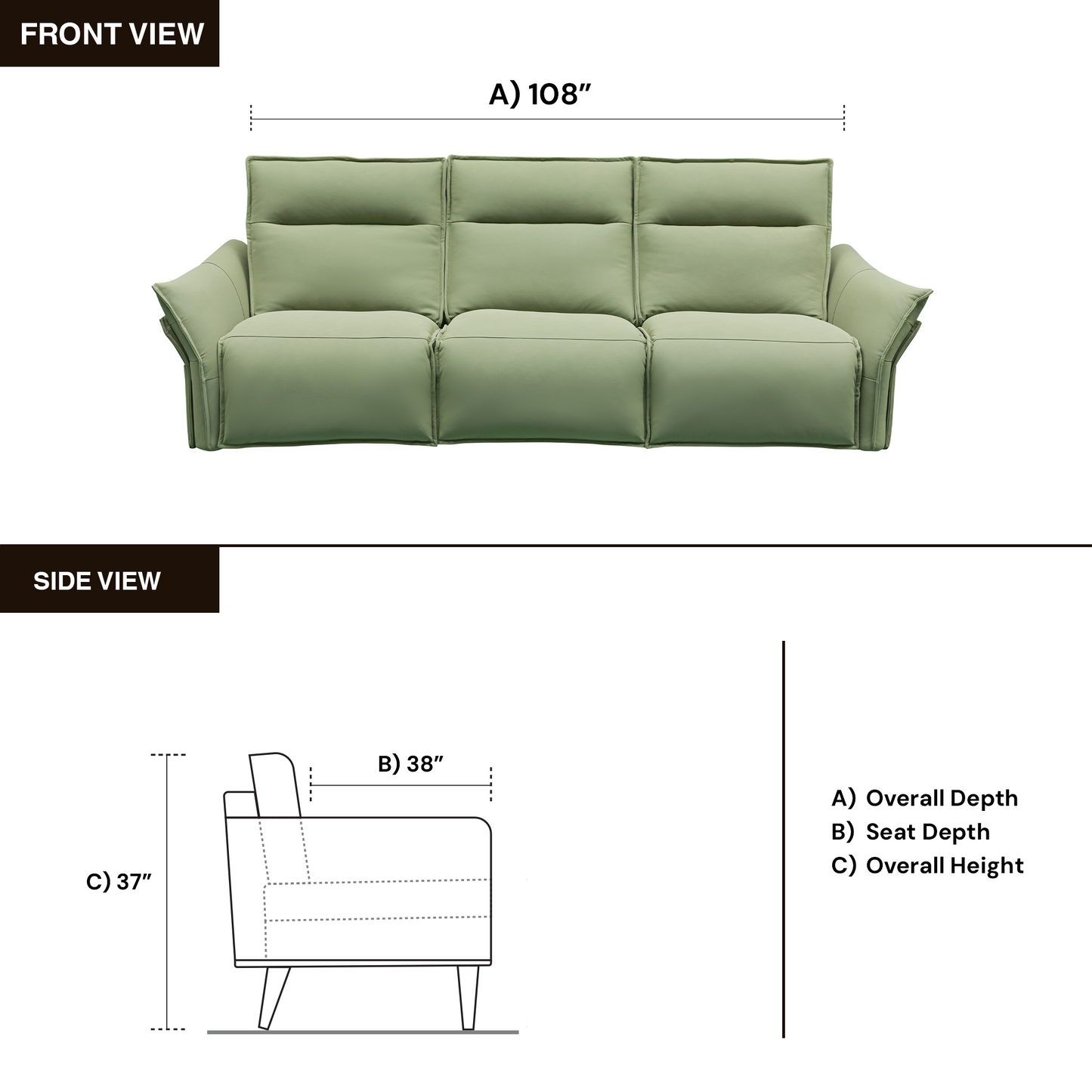 Klaussner Vittoria 3-Seater Leather Power Reclining Sofa