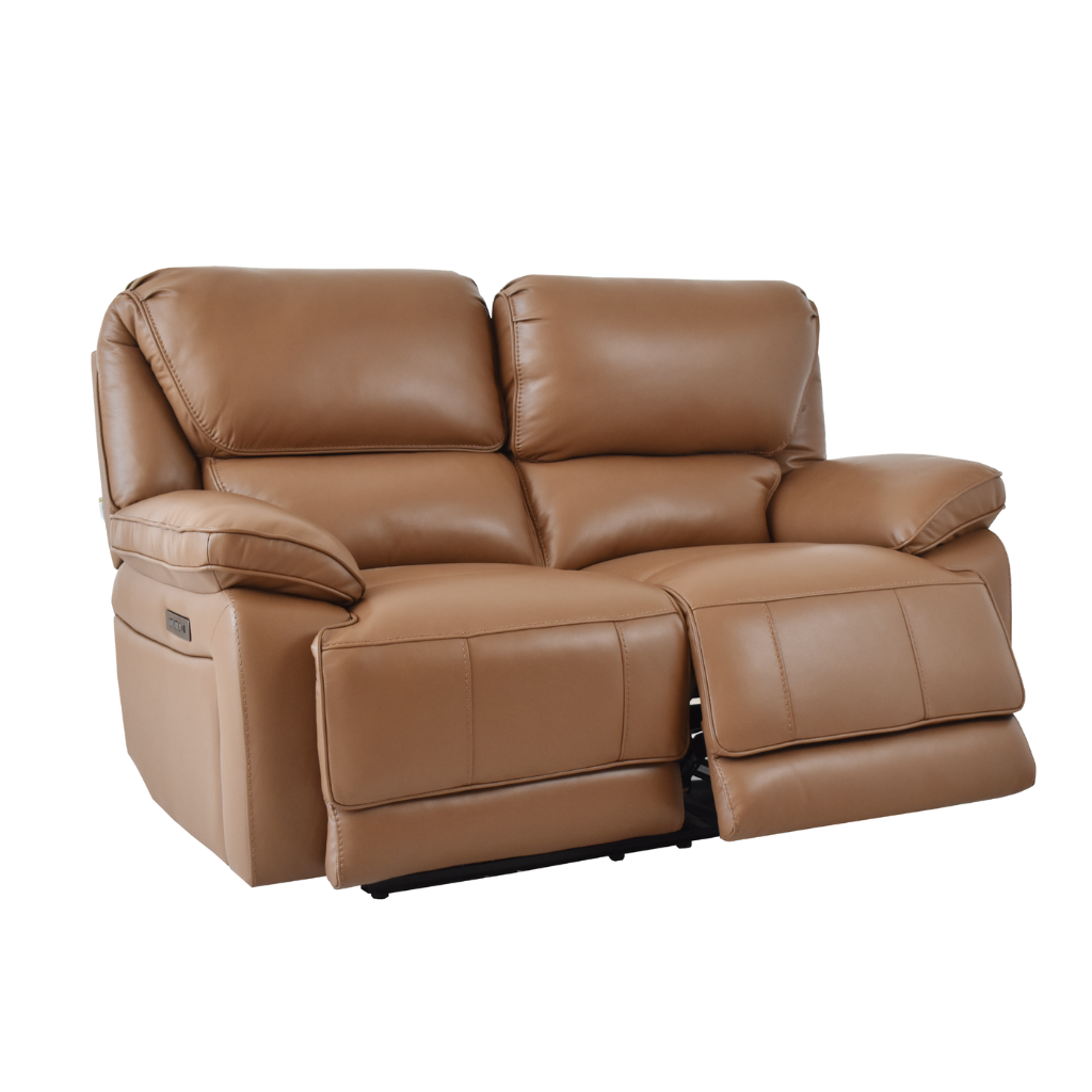 Klaussner Ashton Leather Dual Motor Power Reclining Loveseat with USB Charging - Comfort design