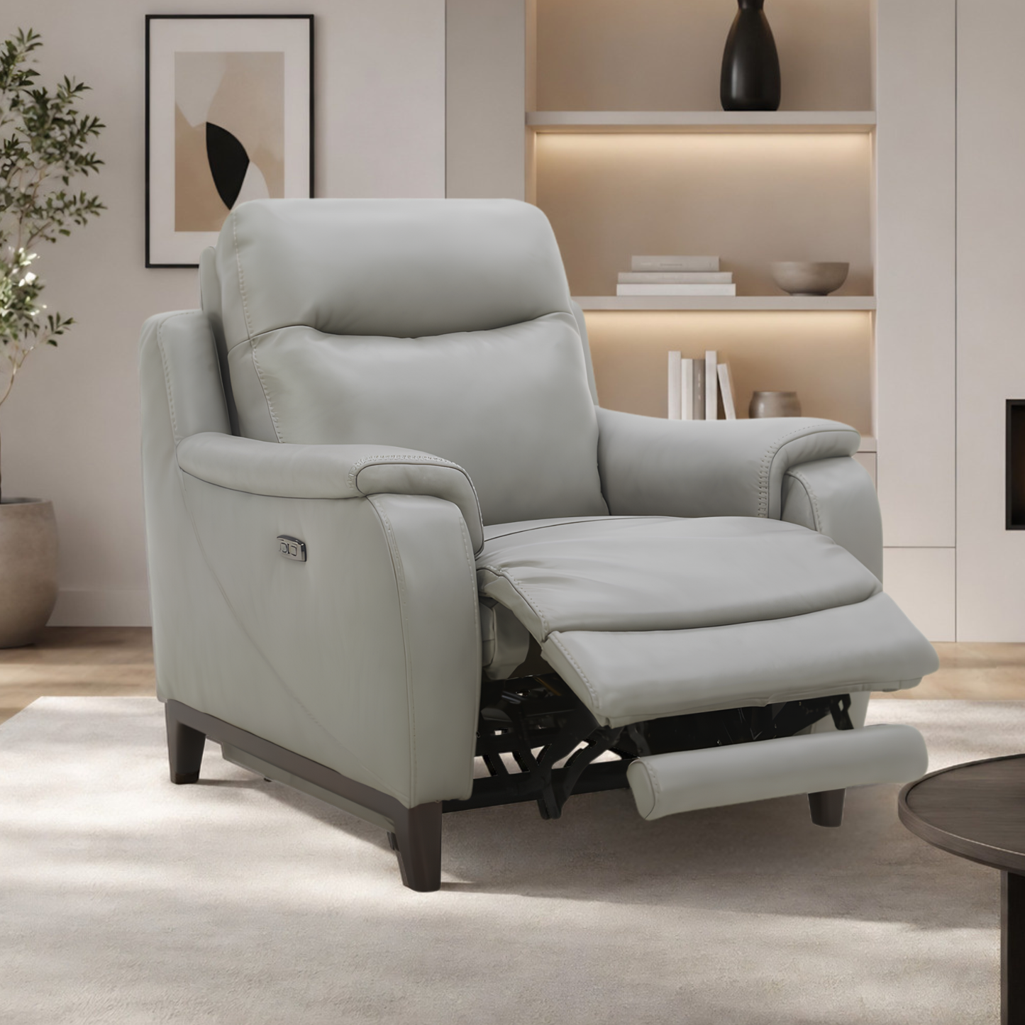 Lazaro Leather Power Recliner Chair | Extended Footrest | Gio Italia- Comfort Furniture