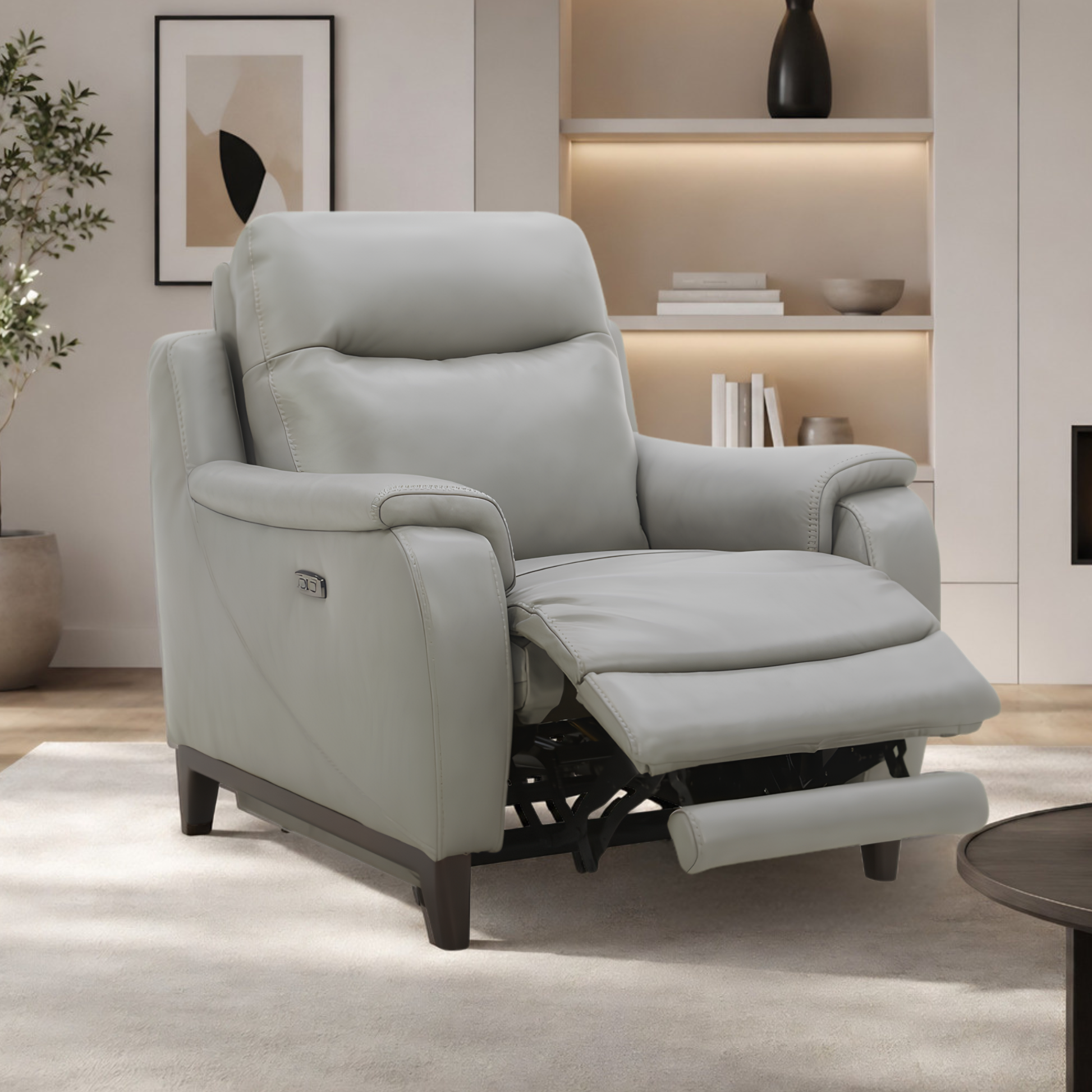 Lazaro Leather Power Recliner Chair | Extended Footrest | Gio Italia- Comfort Furniture