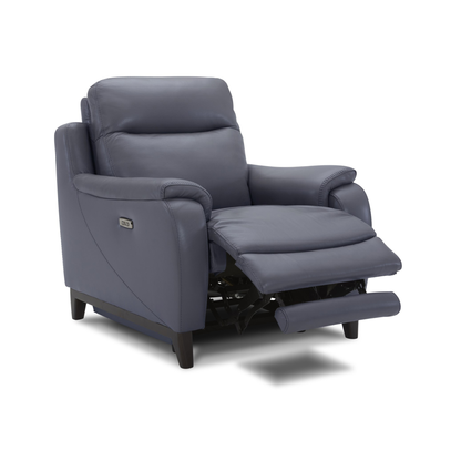 Lazaro Leather Power Recliner Chair | Extended Footrest | Gio Italia- Comfort Furniture