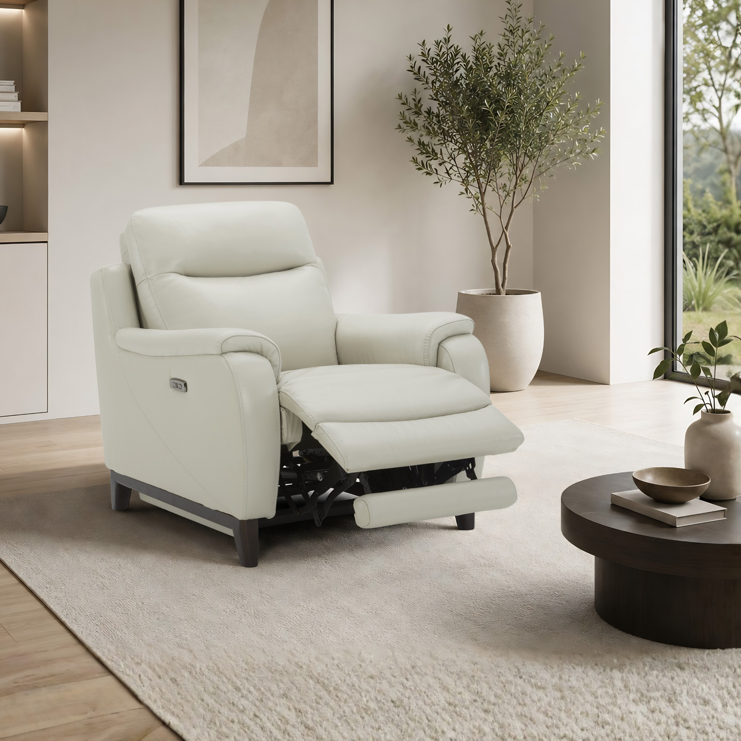 Lazaro Leather Power Recliner Chair | Extended Footrest | Gio Italia- Comfort Furniture