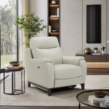 Lazaro Leather Power Recliner Chair | Extended Footrest | Gio Italia- Comfort Furniture