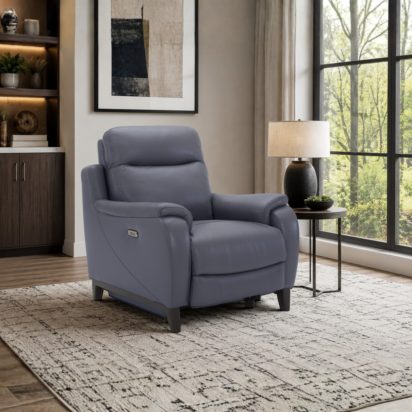 Lazaro Leather Power Recliner Chair | Extended Footrest | Gio Italia- Comfort Furniture