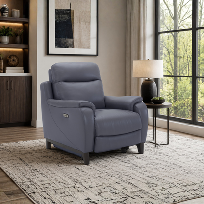 Lazaro Leather Power Recliner Chair | Extended Footrest | Gio Italia- Comfort Furniture