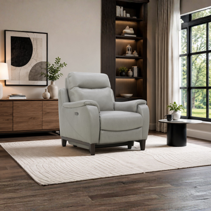 Lazaro Leather Power Recliner Chair | Extended Footrest | Gio Italia- Comfort Furniture