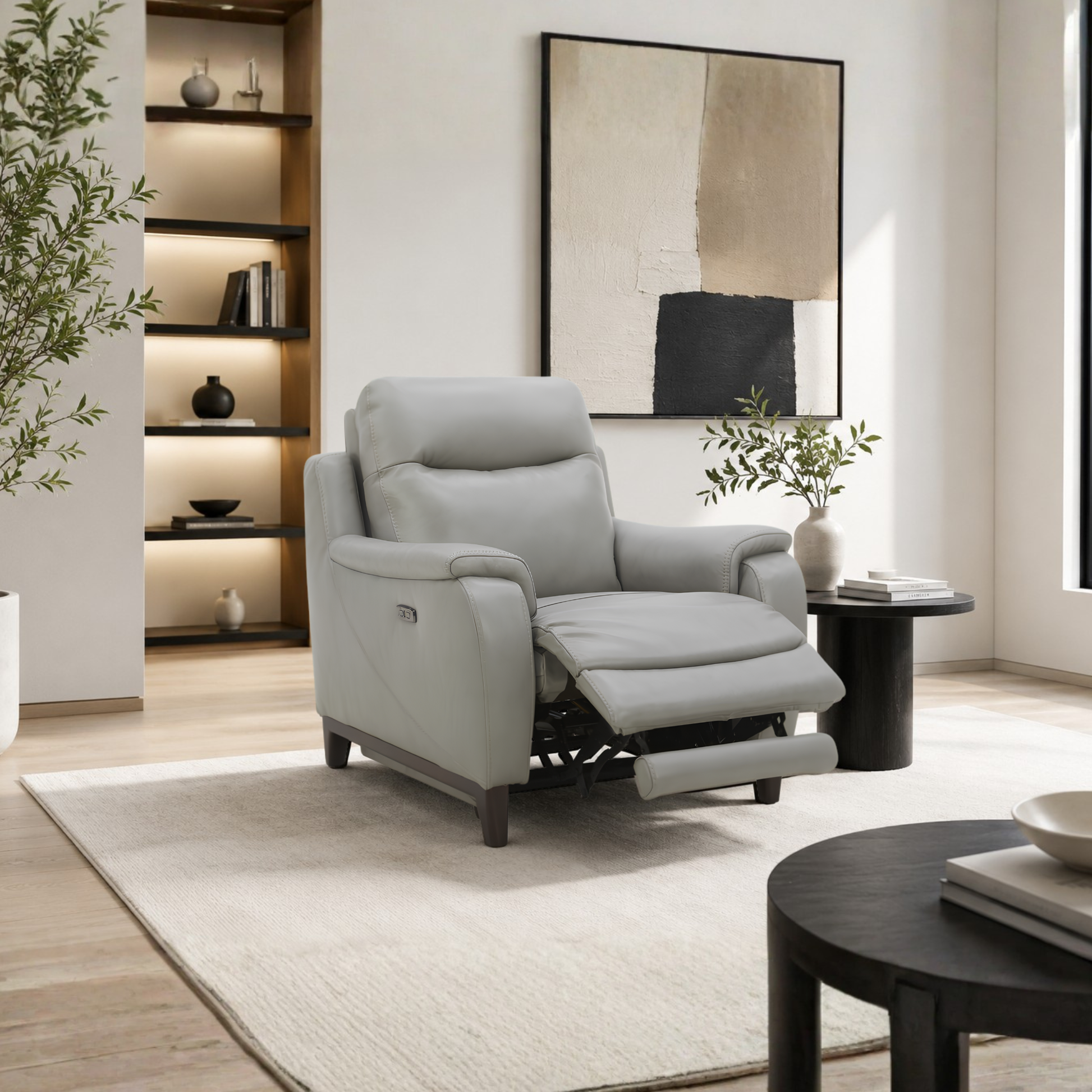 Lazaro Leather Power Recliner Chair | Extended Footrest | Gio Italia- Comfort Furniture