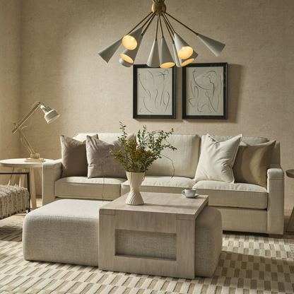 Universal Leah 3 Fabric Seater Sofa in Beige Color