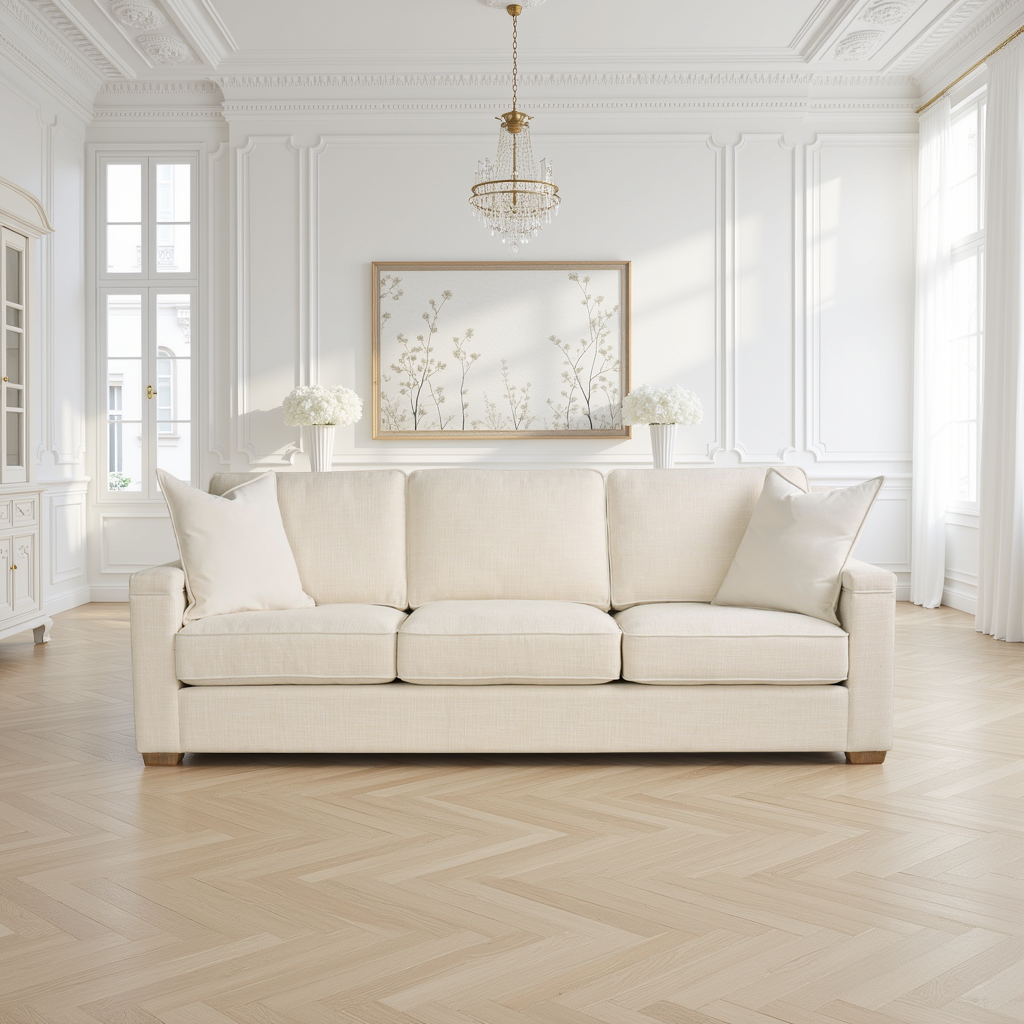 Universal Leah 3 Fabric Seater Sofa in Beige Color