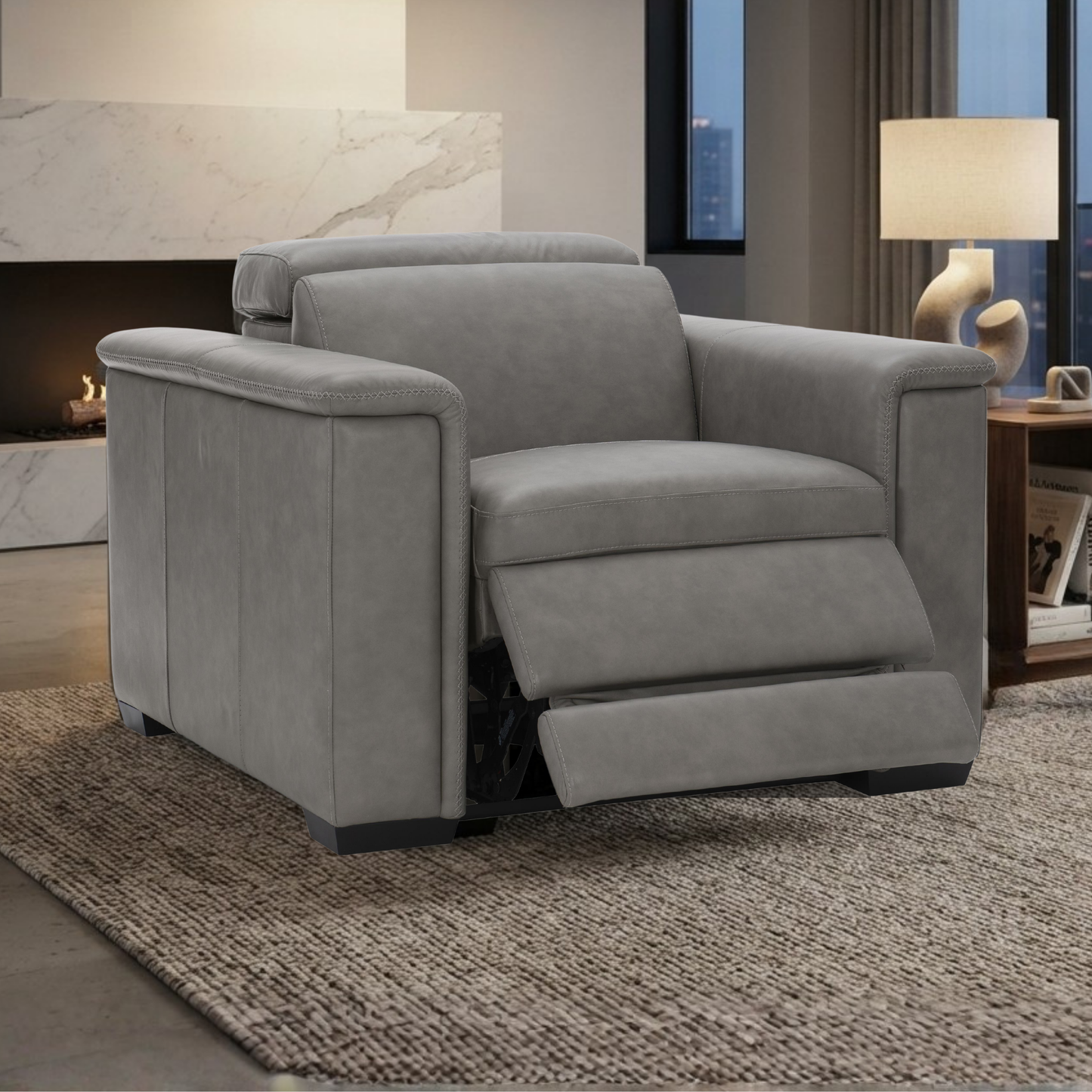 Bernhardt Lioni Leather Power Motion Recliner Chair-Comfort Design Furniture
