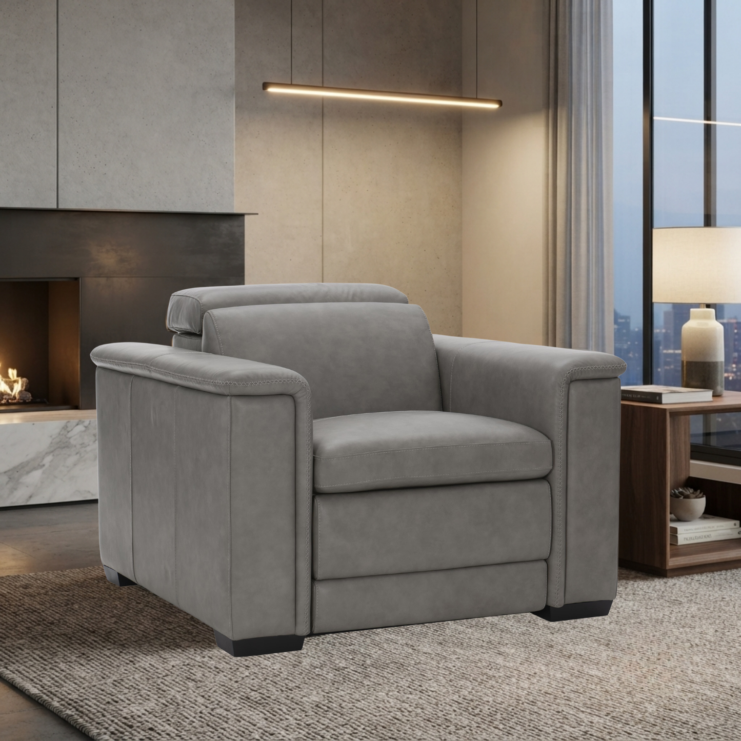 Bernhardt Lioni Leather Power Motion Recliner Chair-Comfort Design Furniture
