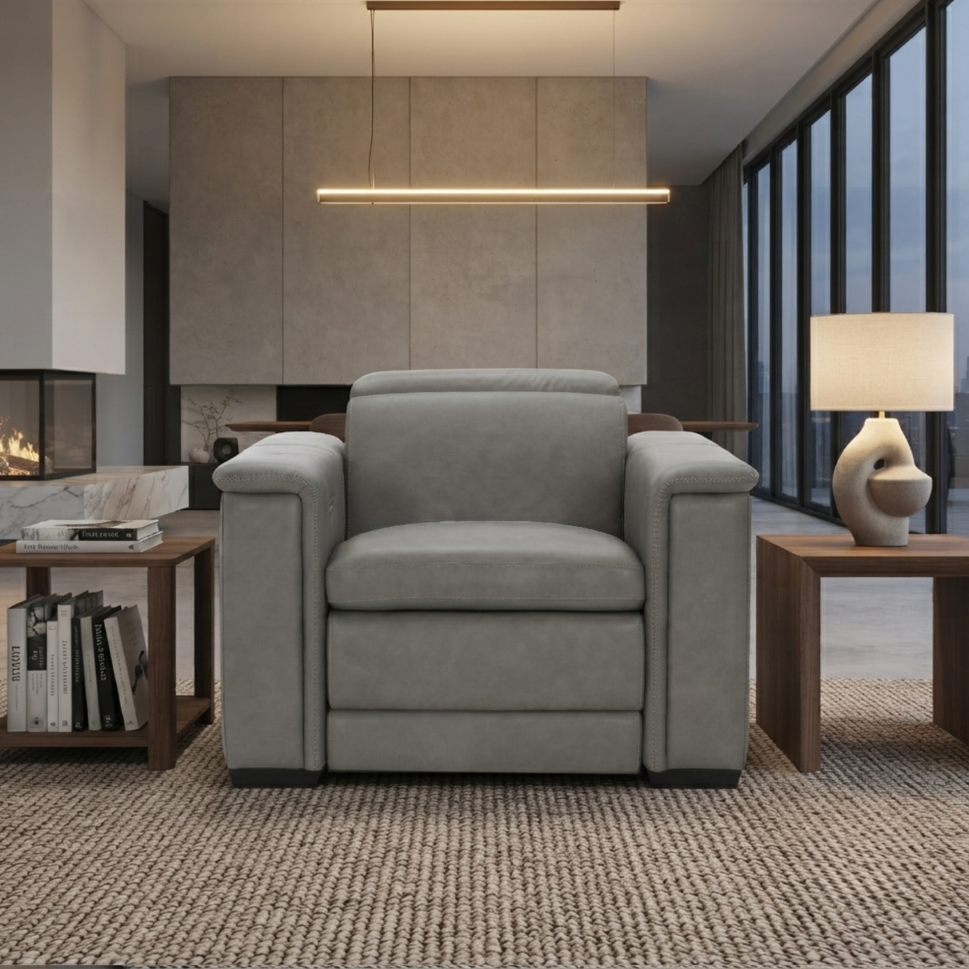 Bernhardt Lioni Leather Power Motion Recliner Chair-Comfort Design Furniture
