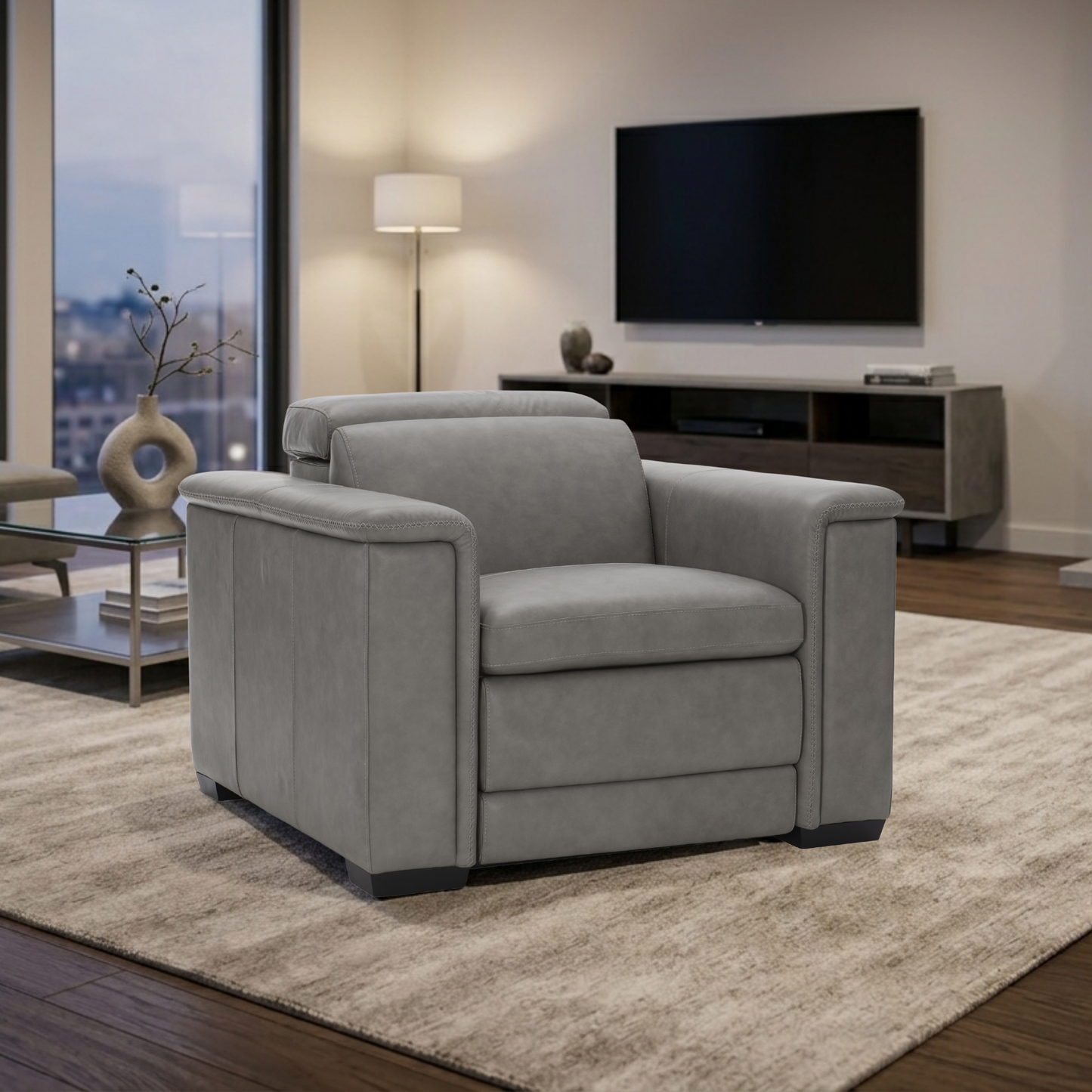 Bernhardt Lioni Leather Power Motion Recliner Chair-Comfort Design Furniture
