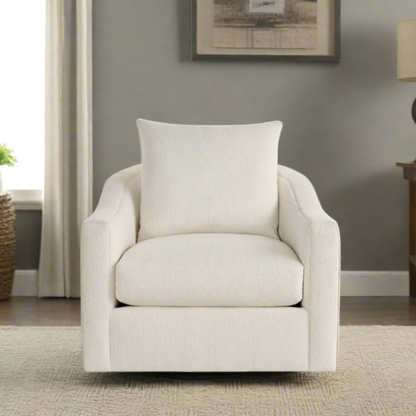 Universal Eli Fabric Swivel Chair In White