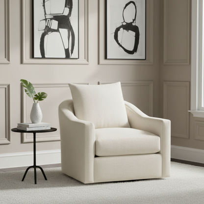 Universal Eli Fabric Swivel Chair In White