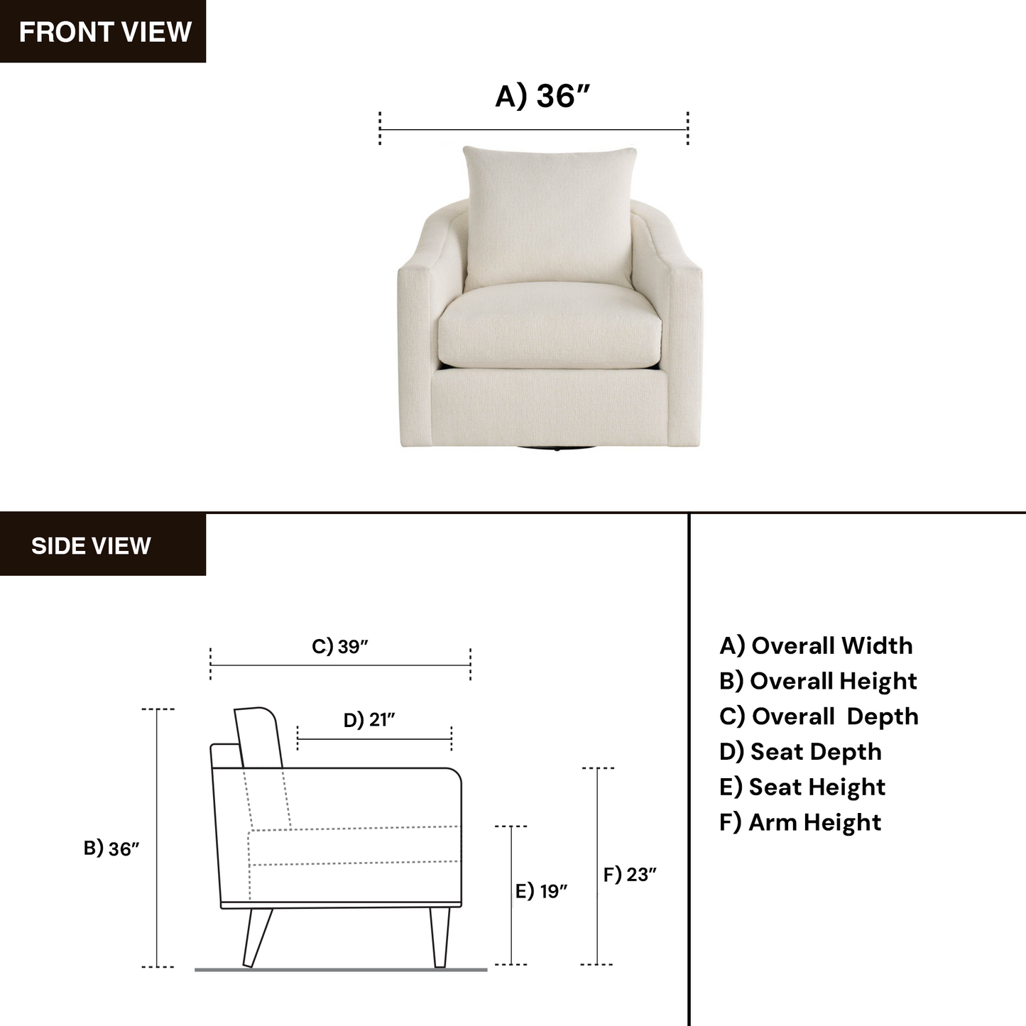 Universal Eli Fabric Swivel Chair In White