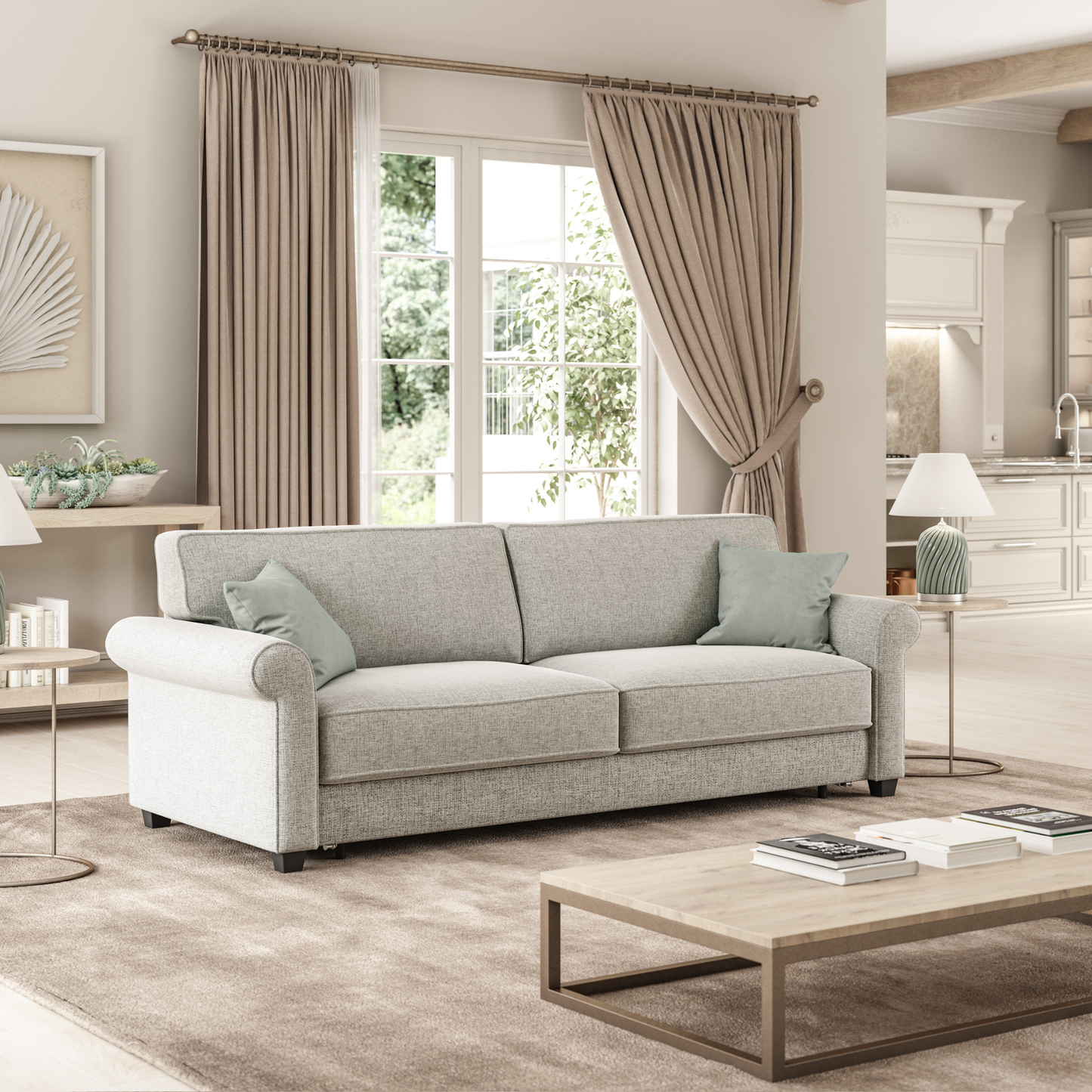 Luonto Casey Fabric Sleeper Sofa With Easy Lift Mechanism