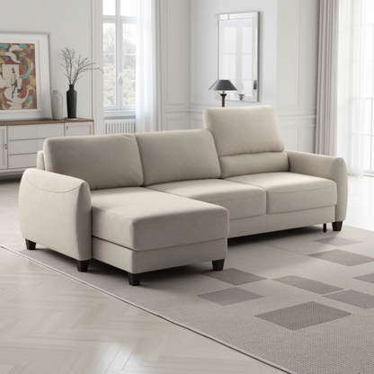 Luonto Delta Fabric L-shaped Sectional Sleeper With Storage