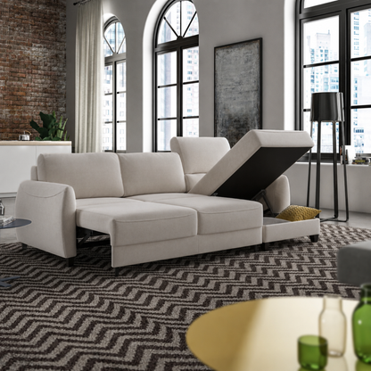 Luonto Delta Fabric L-shaped Sectional Sleeper With Storage