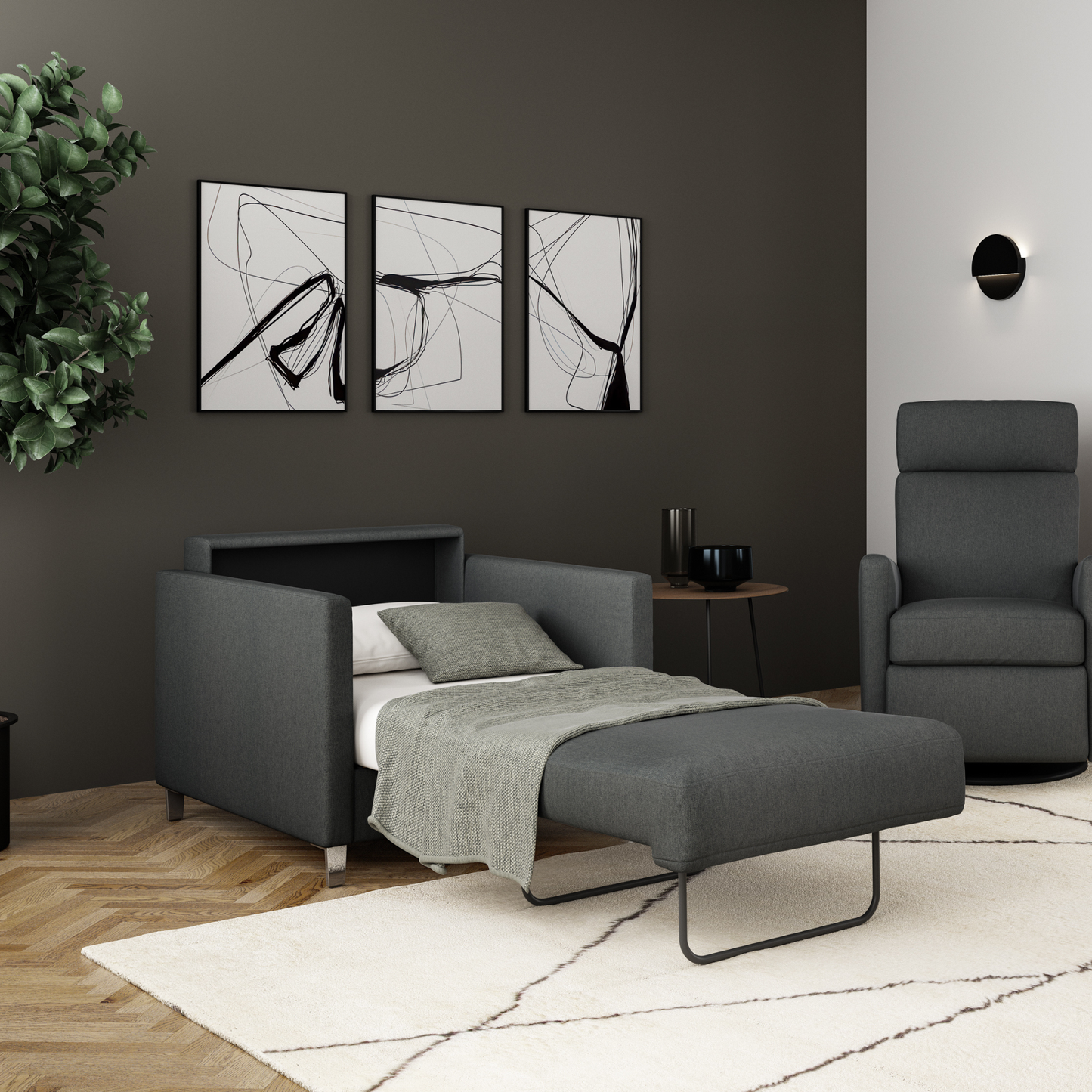 Luonto Elfin Fabric Sleeper Sofa With Nest Function