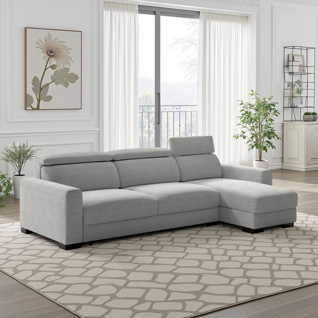 Luonto Elliot Fabric Reversible Chaise Sleeper Sectional Sofa (King/Queen)