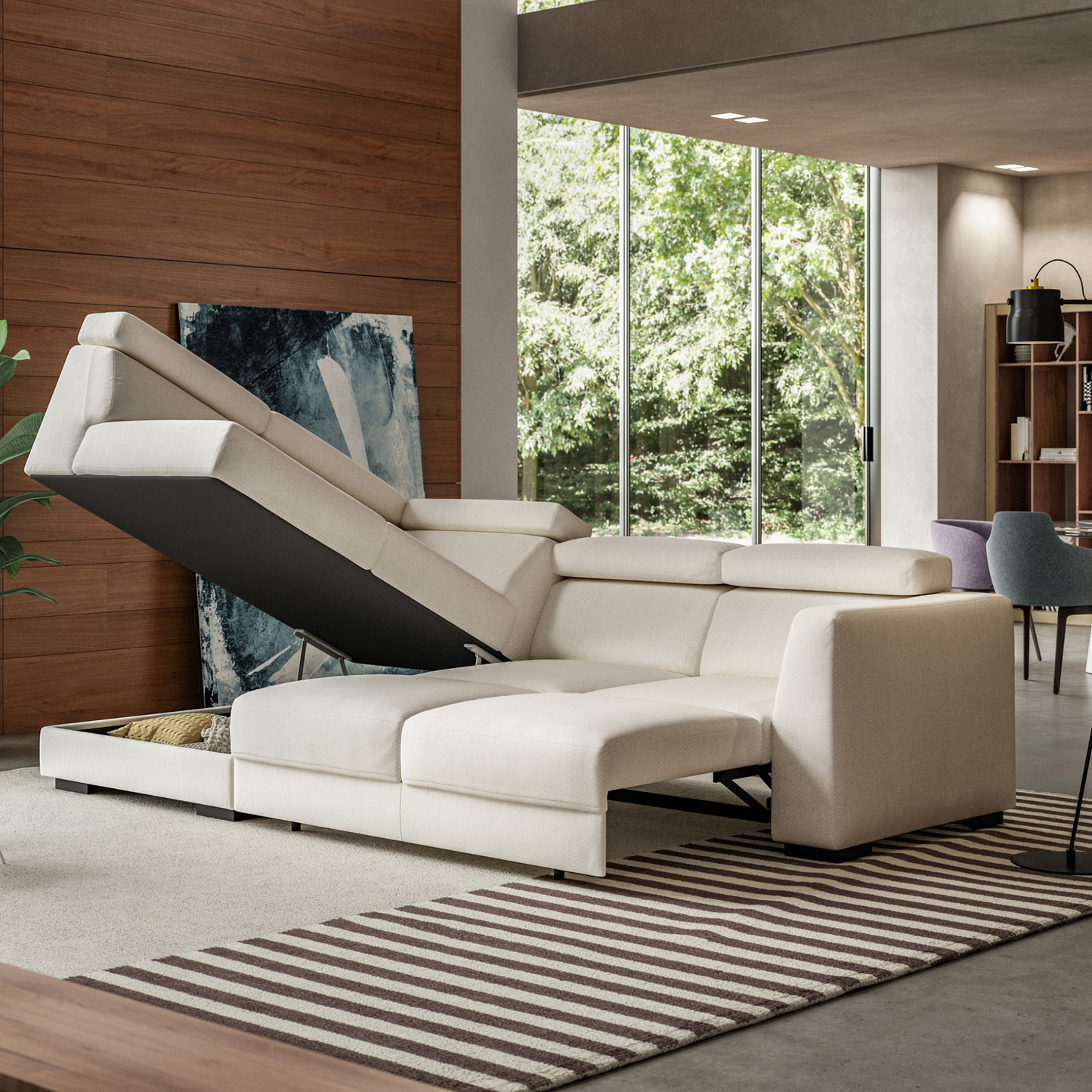 Luonto Halti L-Shaped Full XL Sectional Sleeper Sofa with Storage Chaise