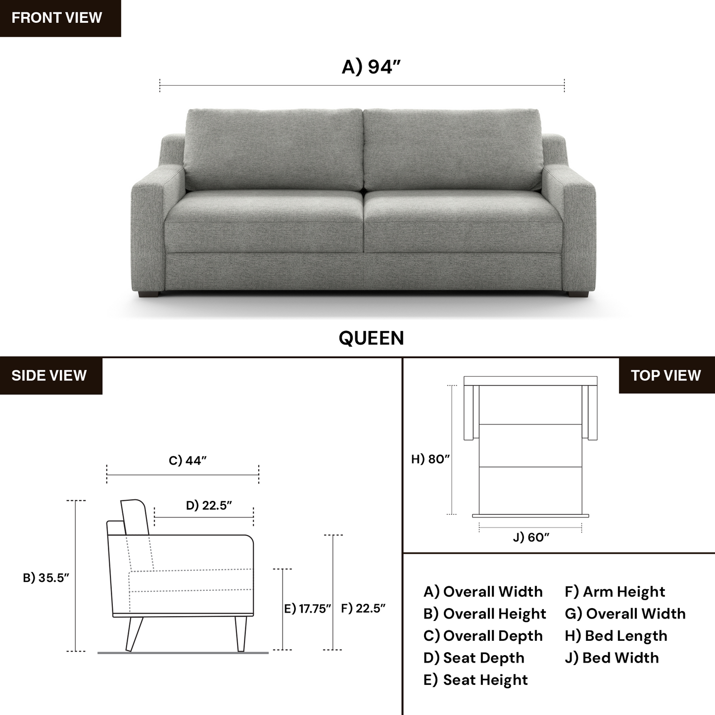 Luonto Meri Fabric Queen Sleeper with Easy Deluxe Mechanism
