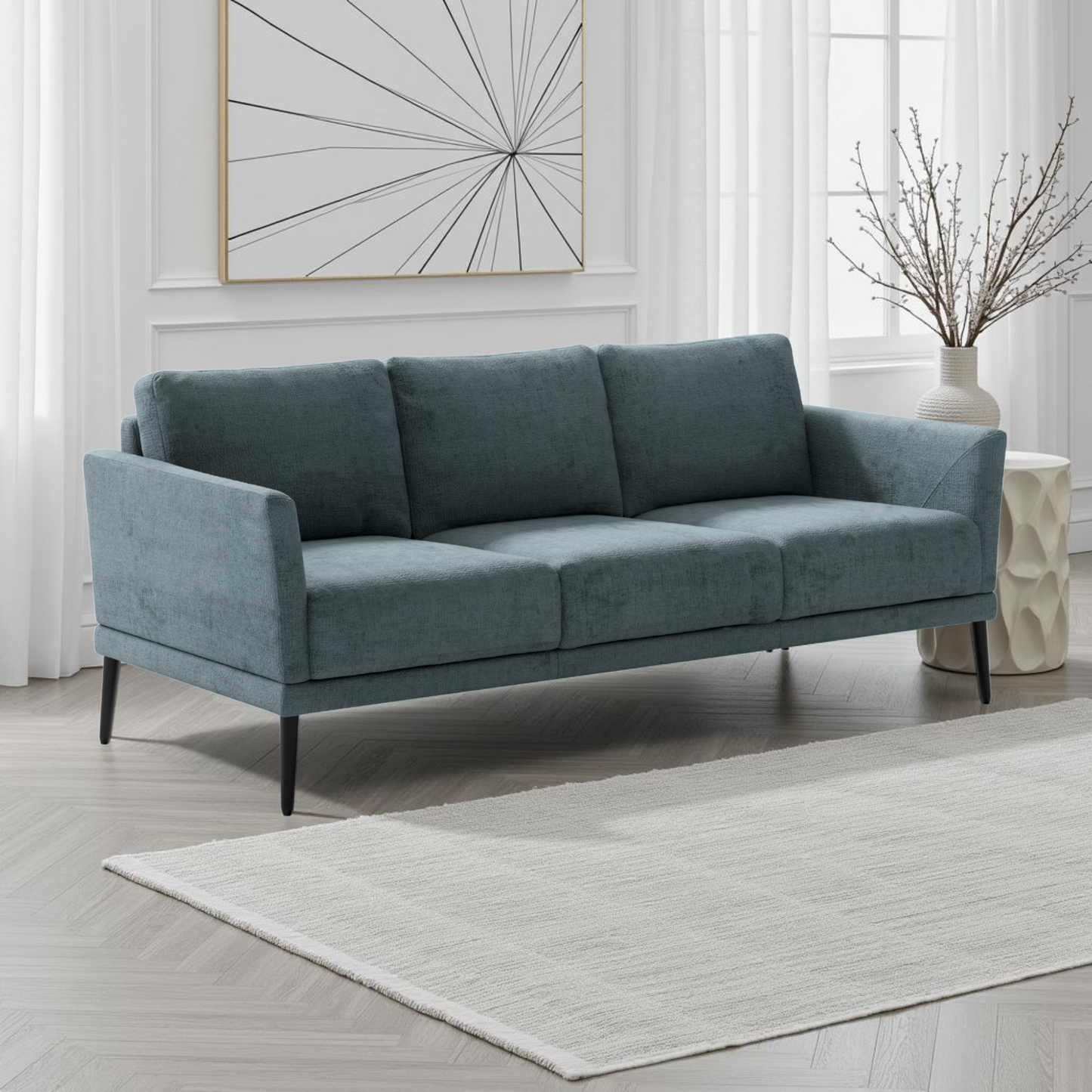 Luonto Viola 3-Seater Scandinavian Fabric Sofa With Durable Wood Frame
